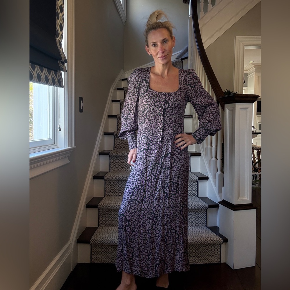 Kate Spade Fall floral Purple & green Maxi Dress